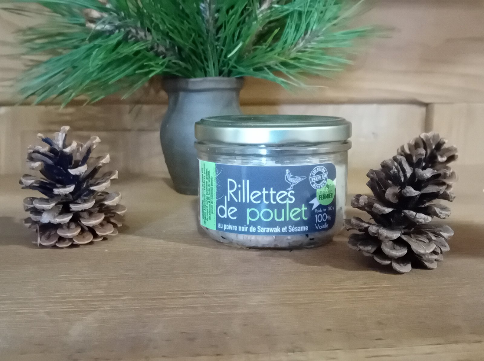 RILLETTE DE POULET AU POIVRE NOIR ET SESAME - 180g