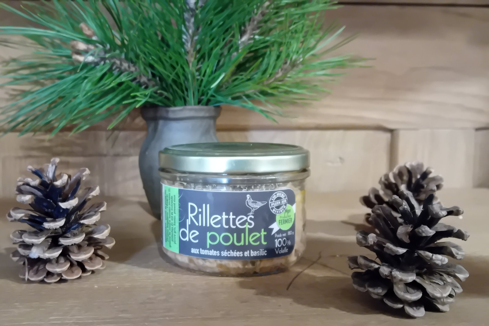 RILLETTE DE POULET AUX TOMATES SECHEES ET BASILIC - 180g